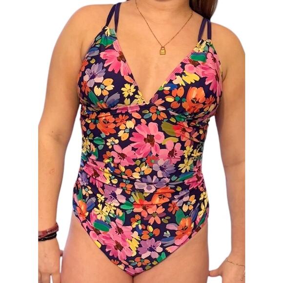 NEW Cupshe SWIMSUIT Women's LG 1PC  V-Neck Tummy Control ADJ Straps Back O-Ring - Picture 3 of 14